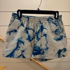 Blue Tie-Dye Leather Women's Shorts